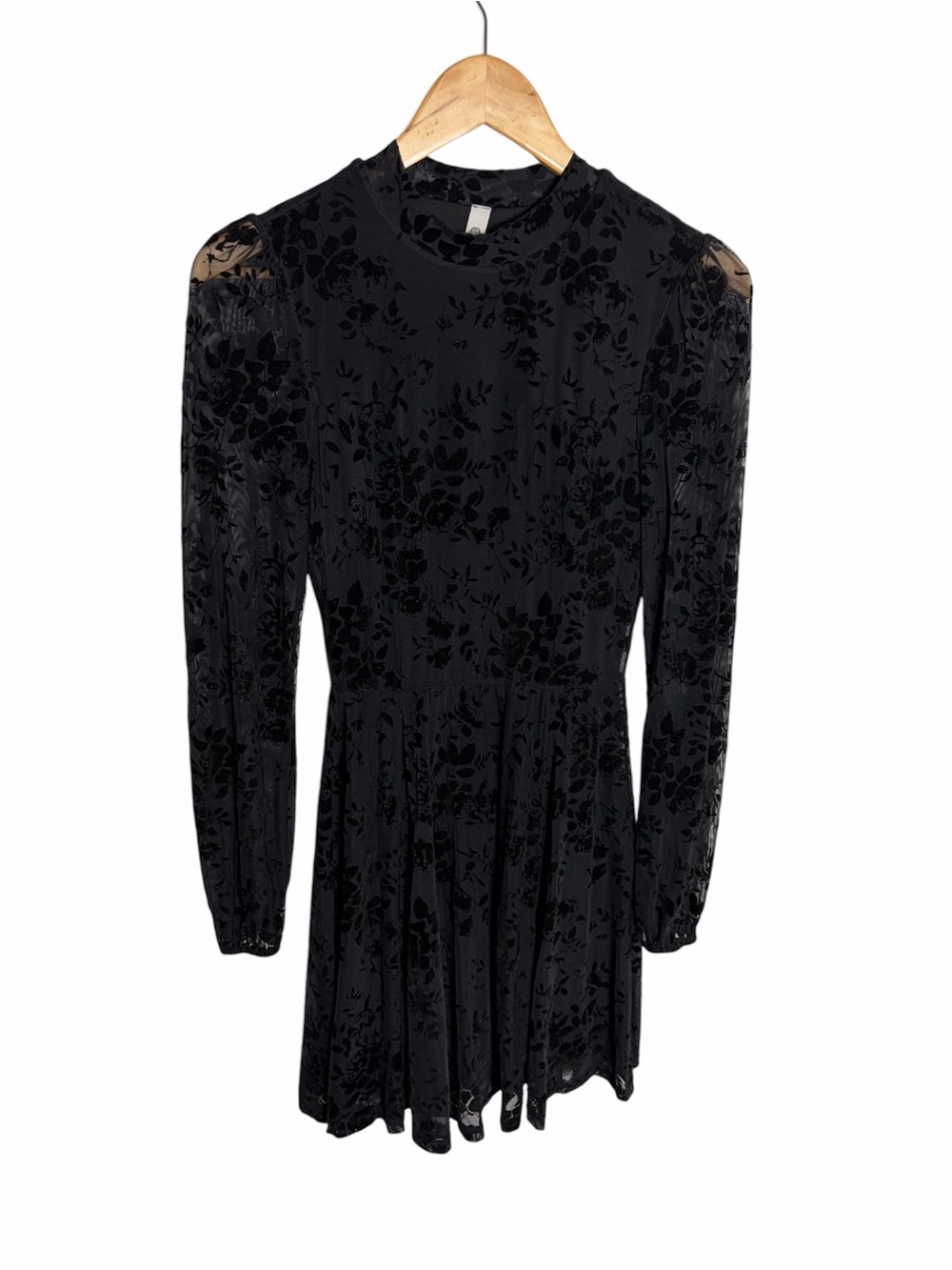 Black mesh burn out velvet floral mini babydoll Wednesday Addams dress size S
